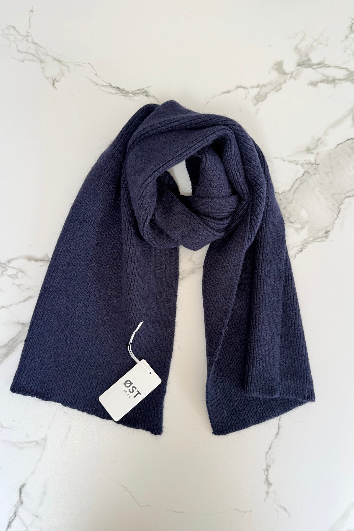 Clara Angora Scarf -Navy