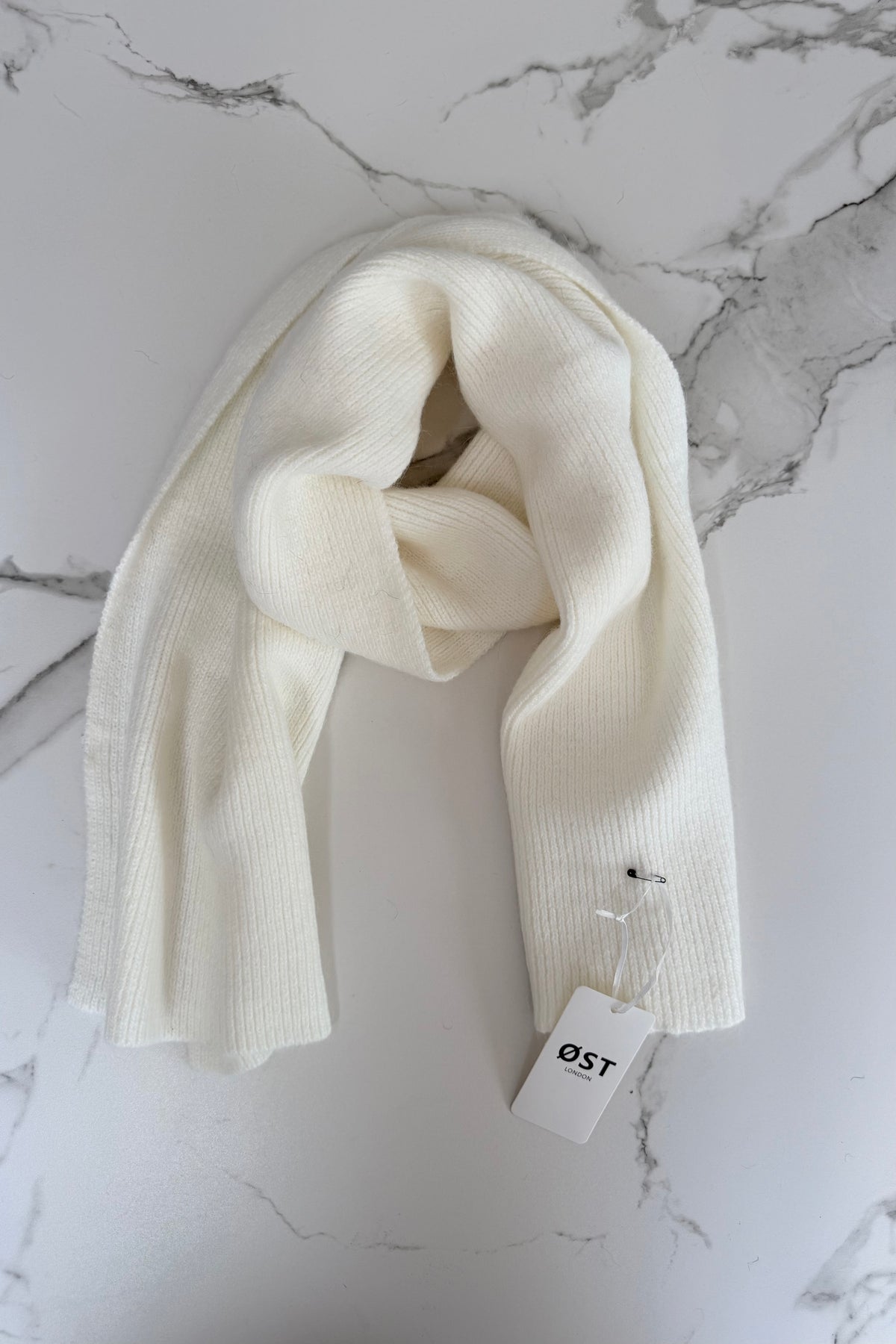 Clara Angora Scarf -White