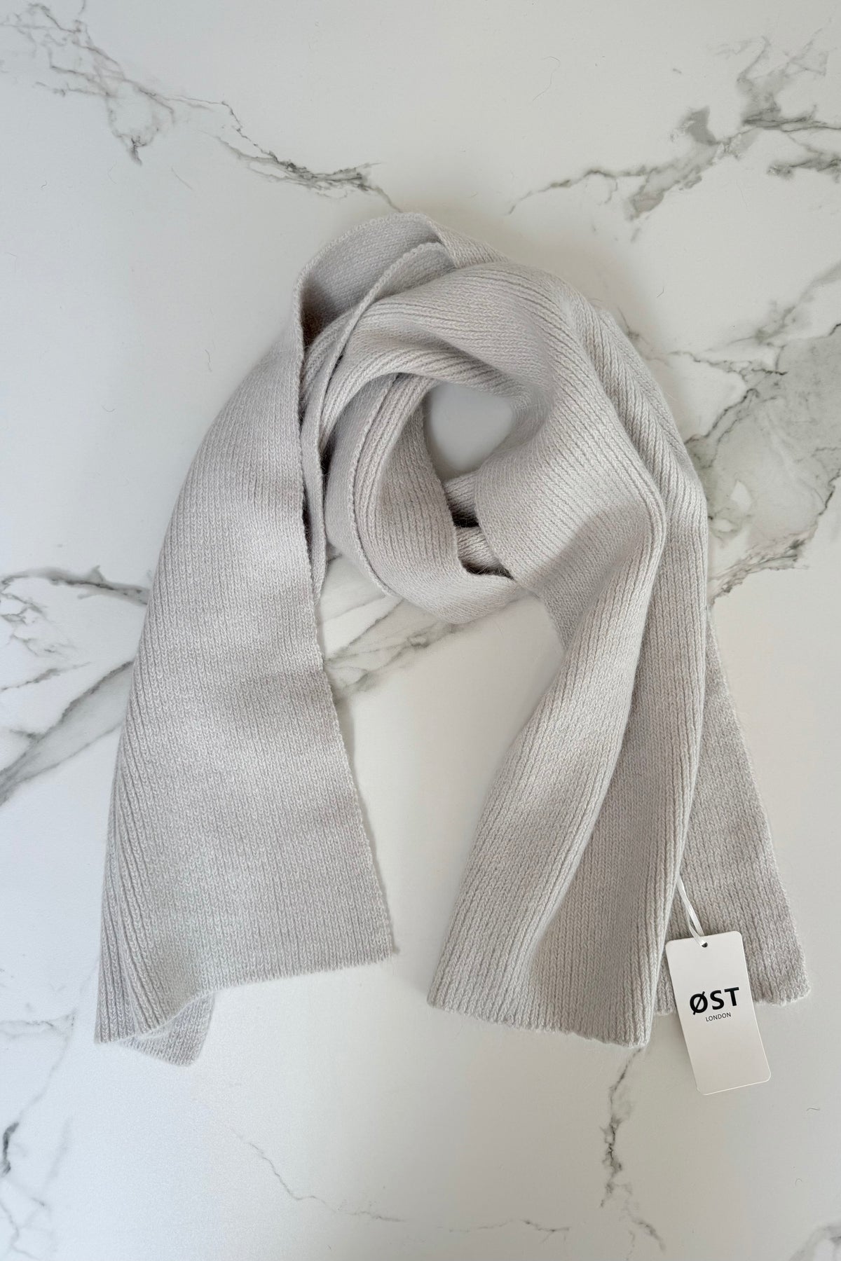 Clara Angora Scarf -Light Grey
