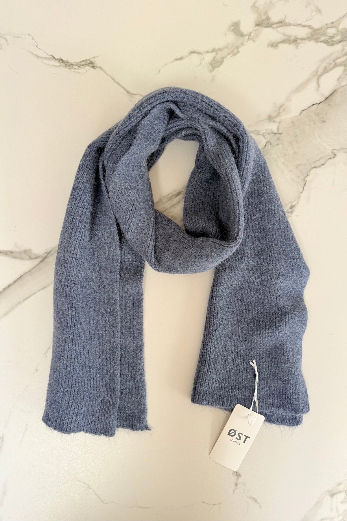 Clara Angora Scarf -Dusty Blue