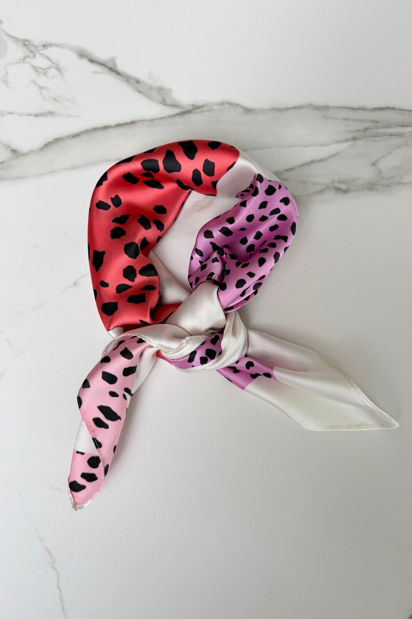 Vilja Silk Scarf -Leopard Orange/Pink - Øst London