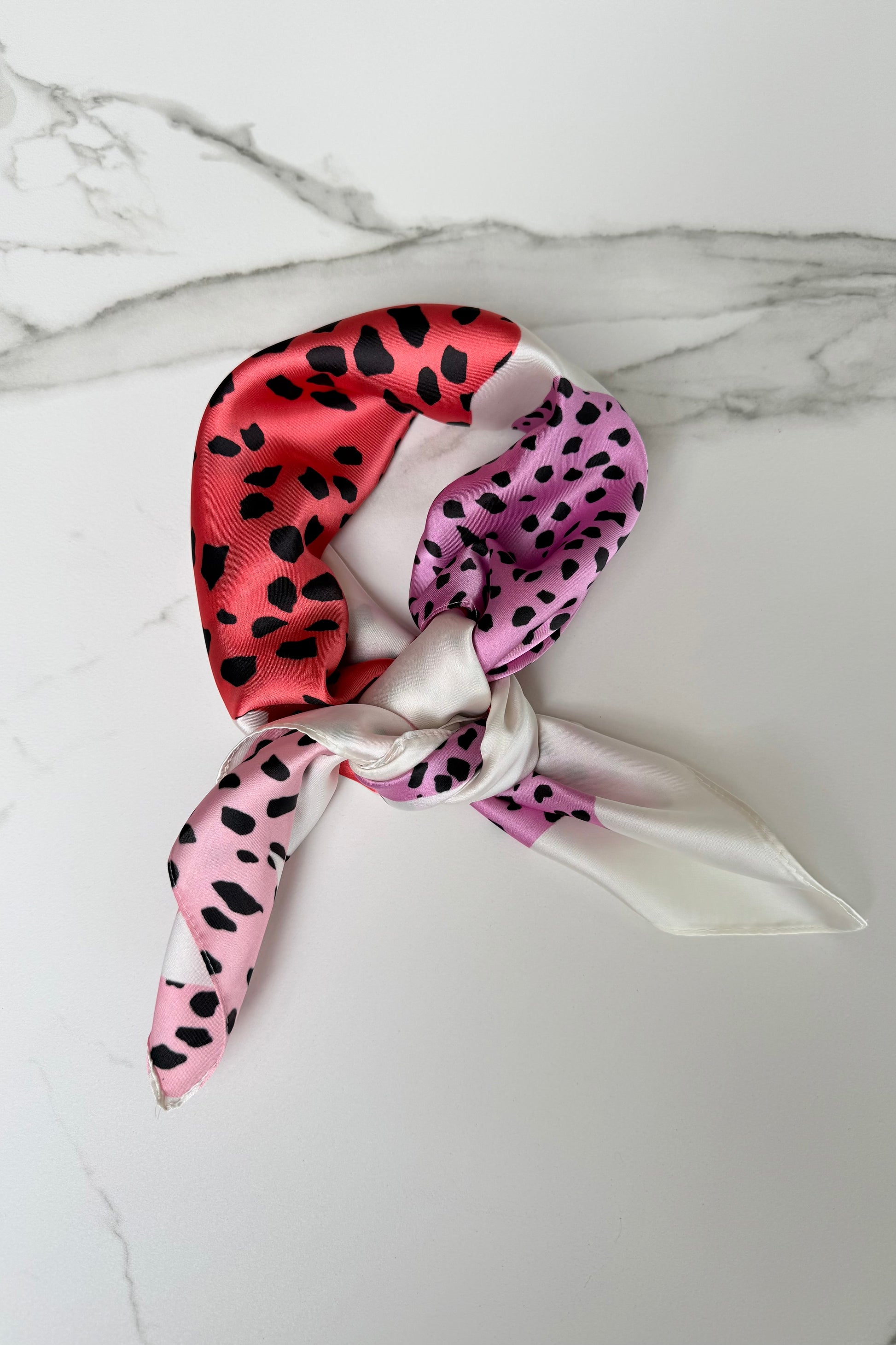 Vilja Silk Scarf -Leopard Orange/Pink - Øst London