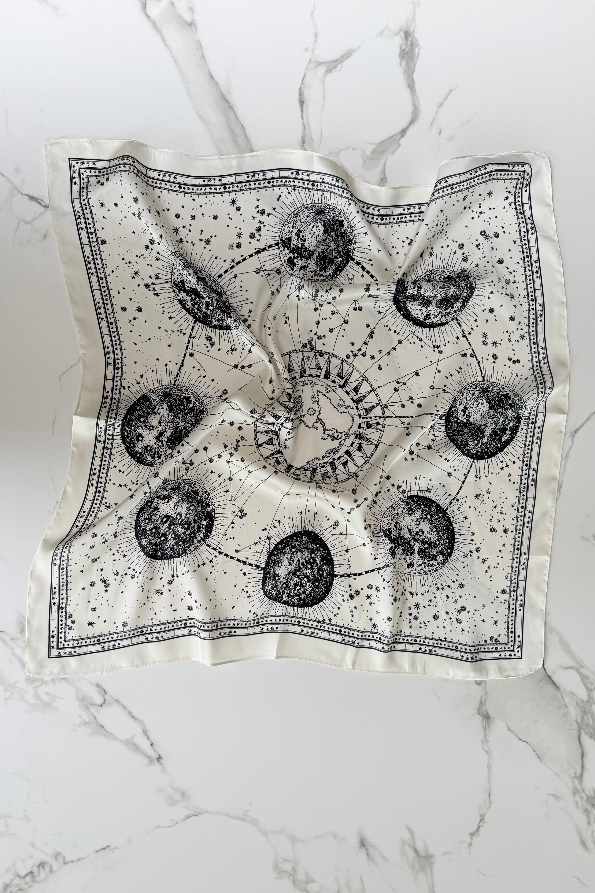 Vilja Silk Scarf -Astrology Cream - Øst London