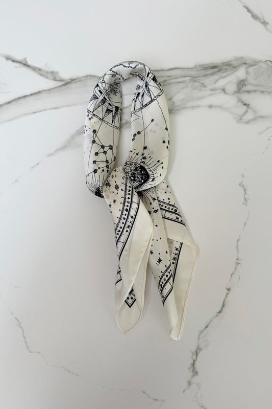 Vilja Silk Scarf -Astrology Cream - Øst London