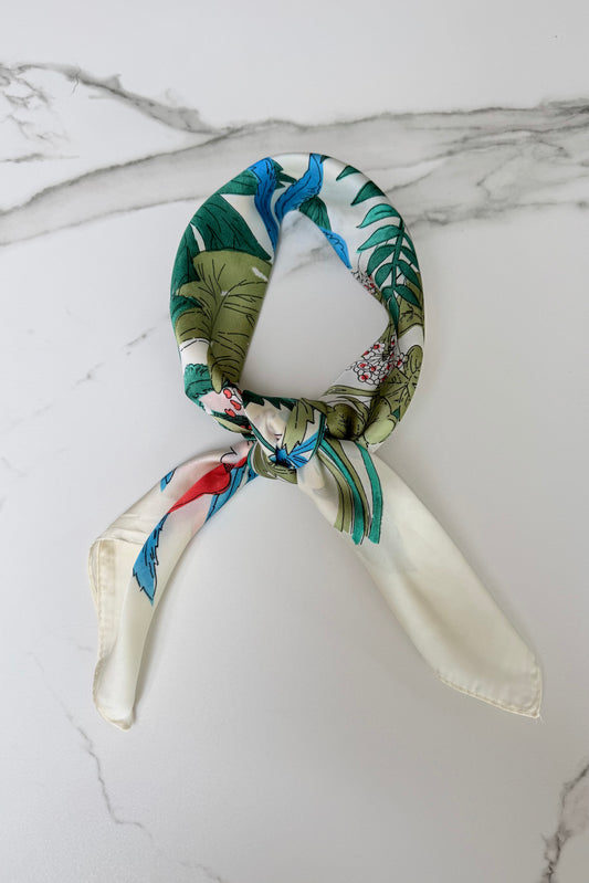Vilja Silk Scarf -Flower Cream - Øst London