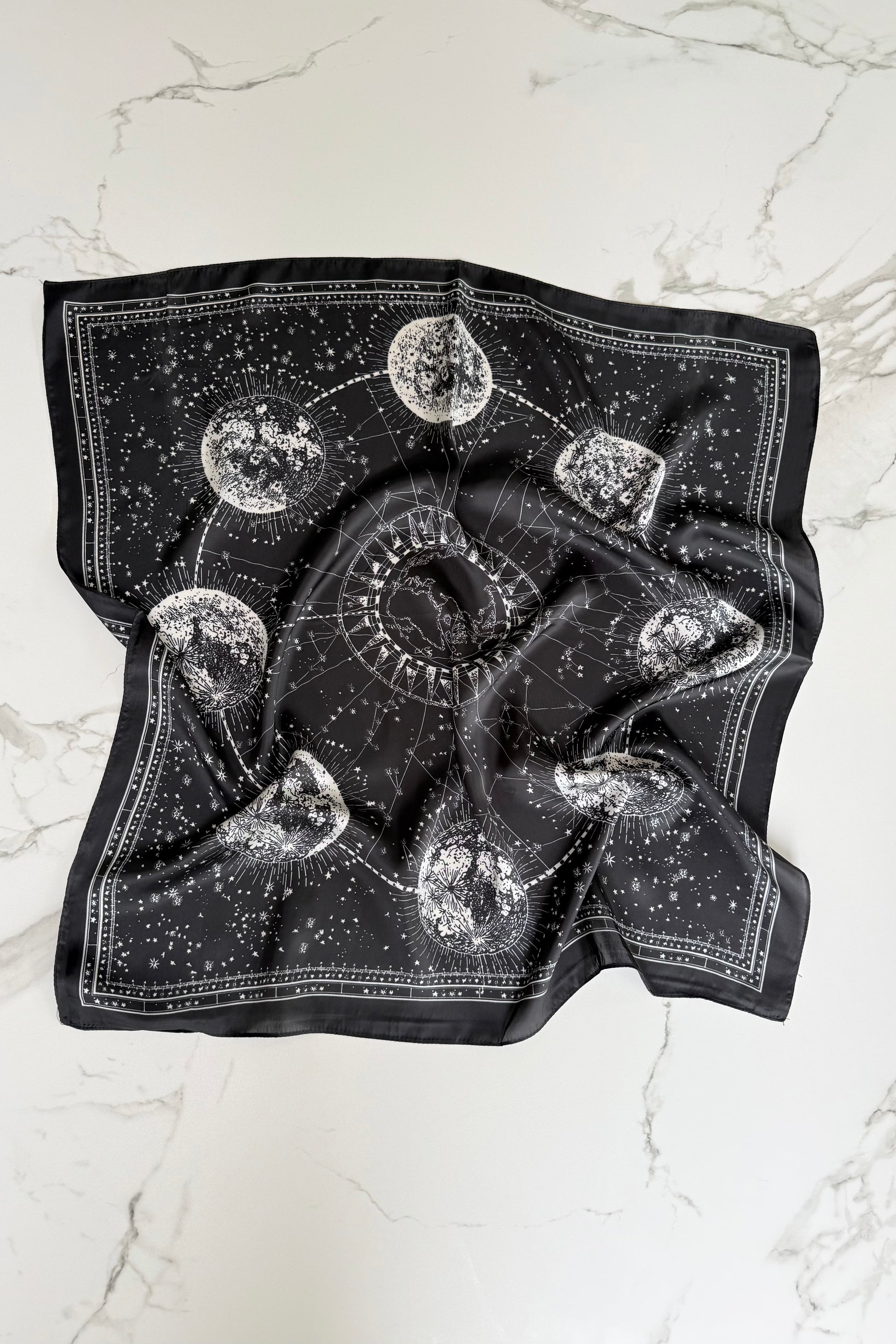 Vilja Silk Scarf -Astrology Black - Øst London