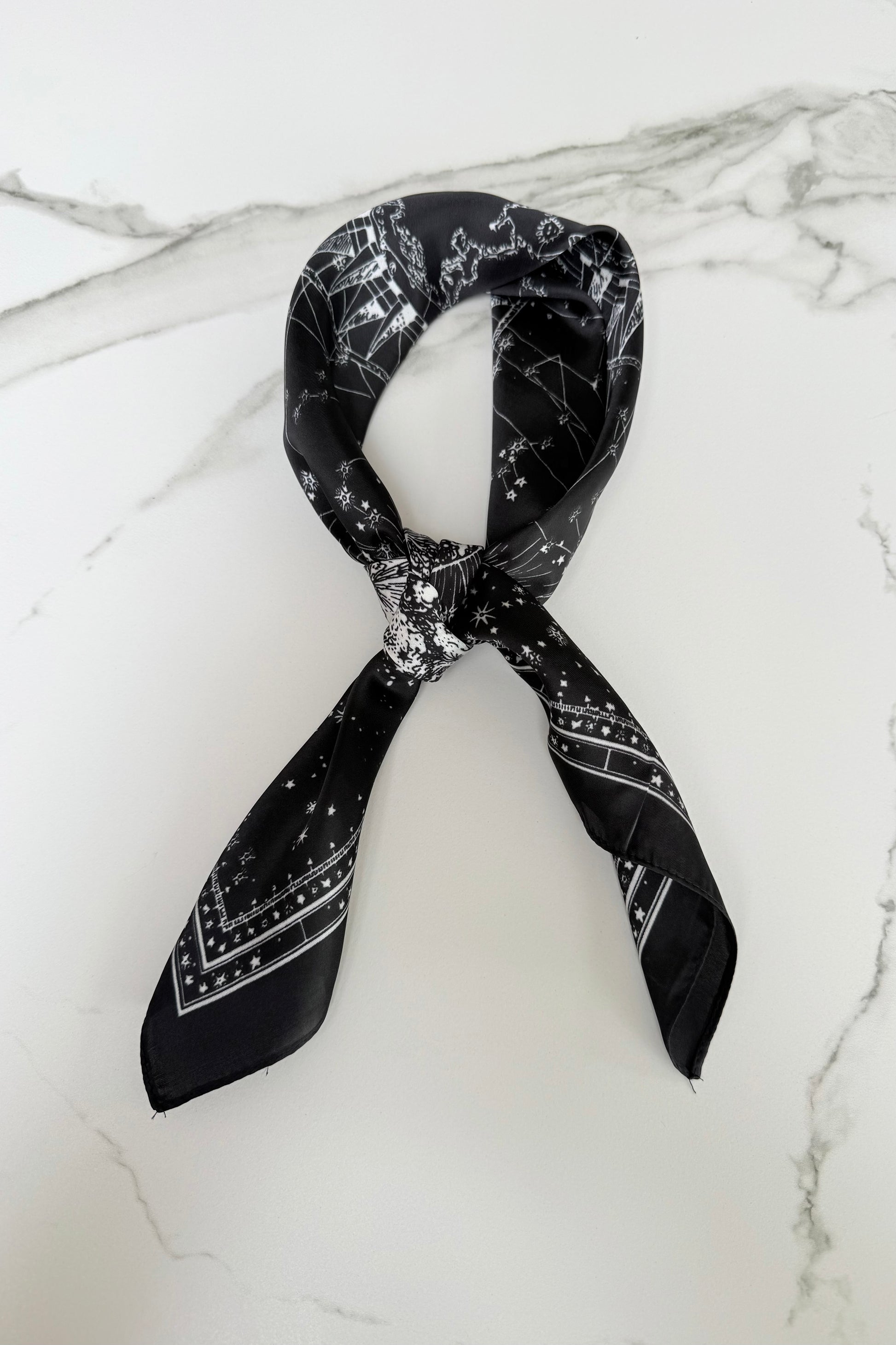 Vilja Silk Scarf -Astrology Black - Øst London