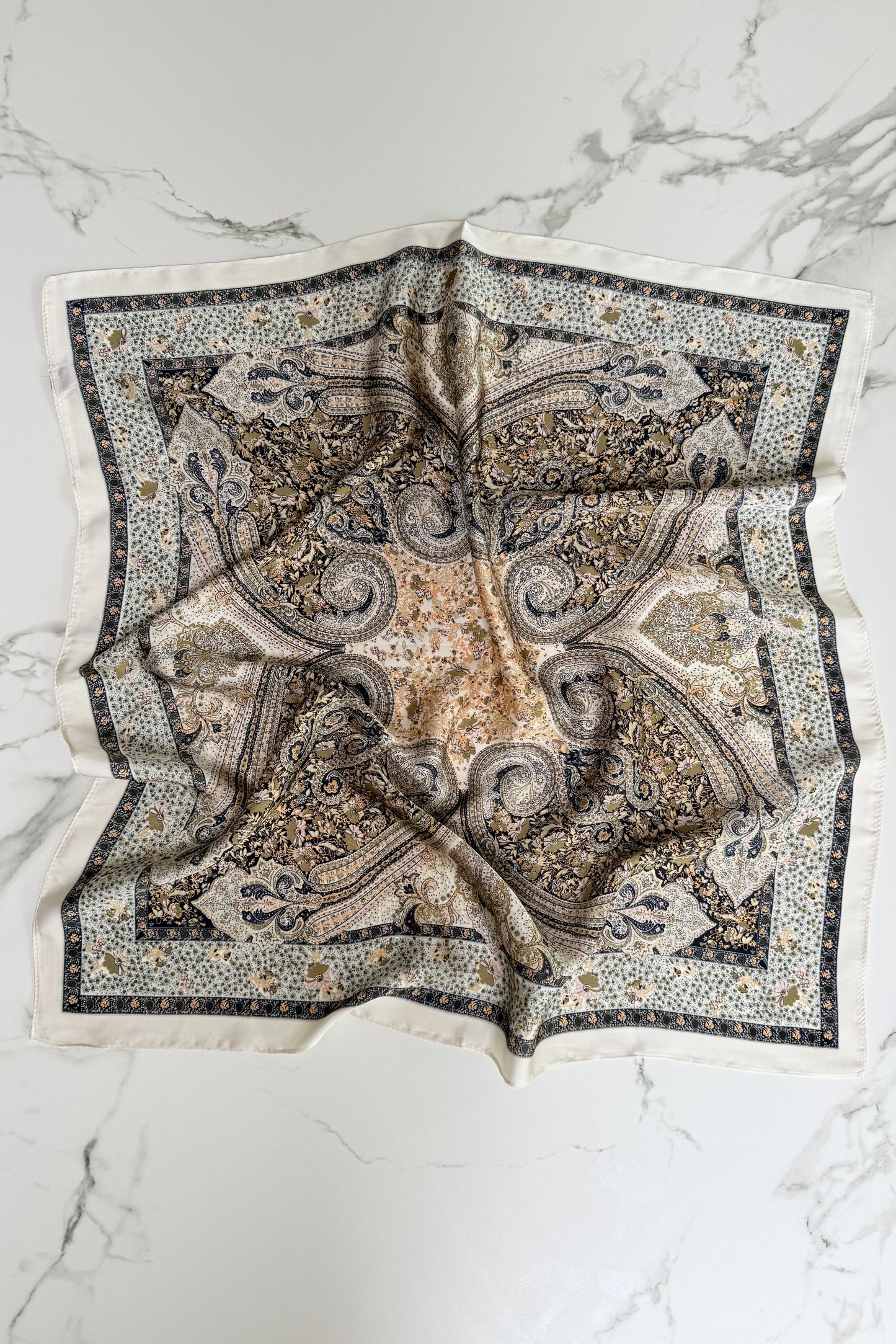 Vilja Silk Scarf -Paisley Taupe - Øst London