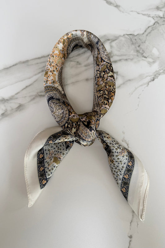 Vilja Silk Scarf -Paisley Taupe - Øst London
