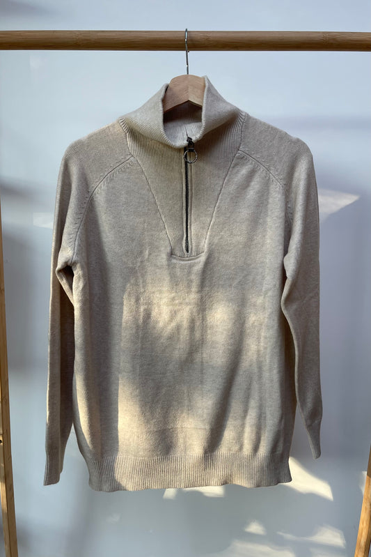 Ingrid half-zip Jumper -Sand