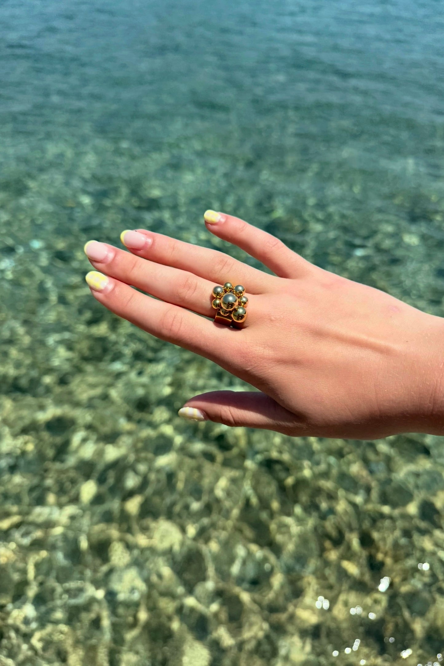 Golden Bloom Statement Ring -Steinless Steel