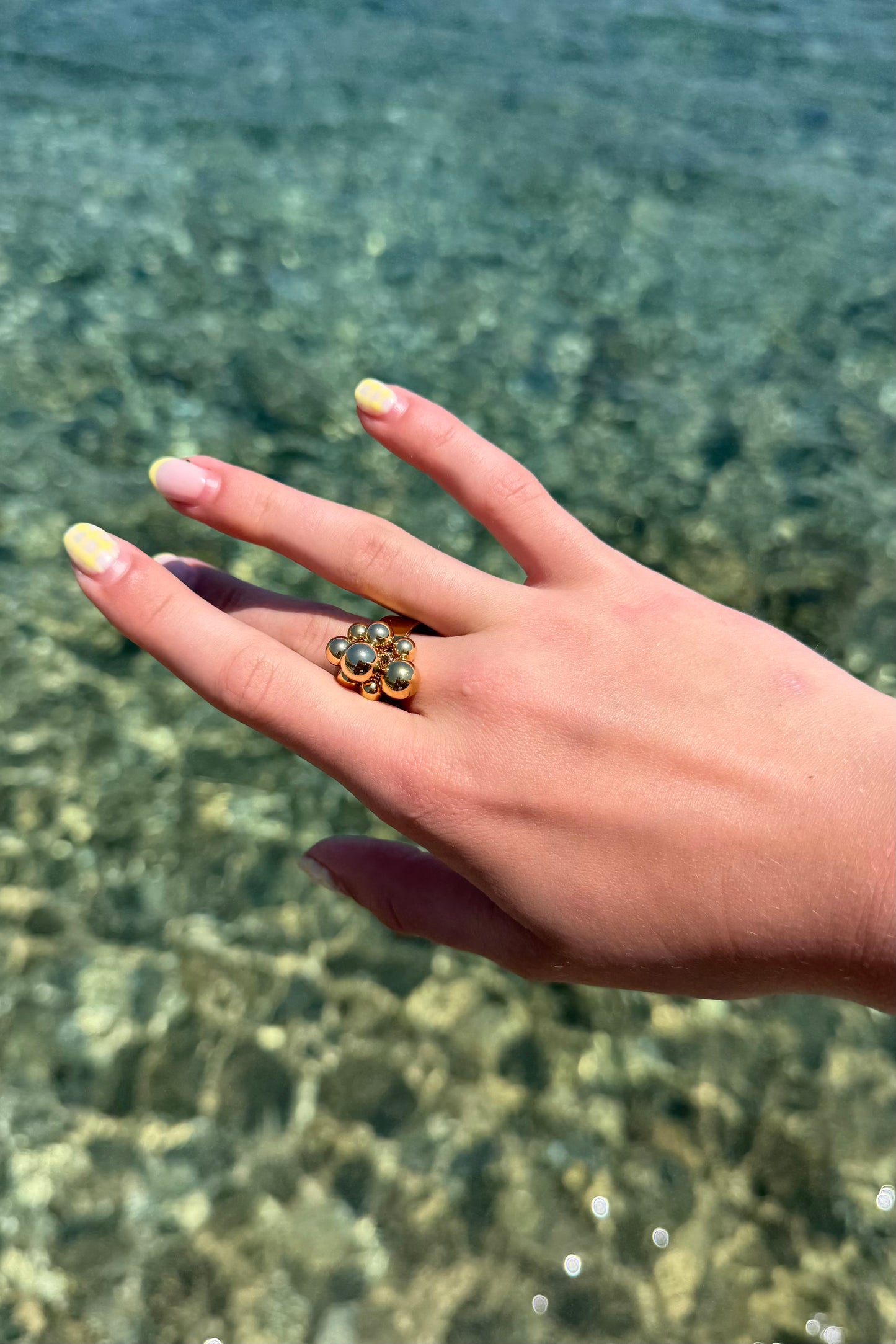 Golden Bloom Statement Ring -Steinless Steel