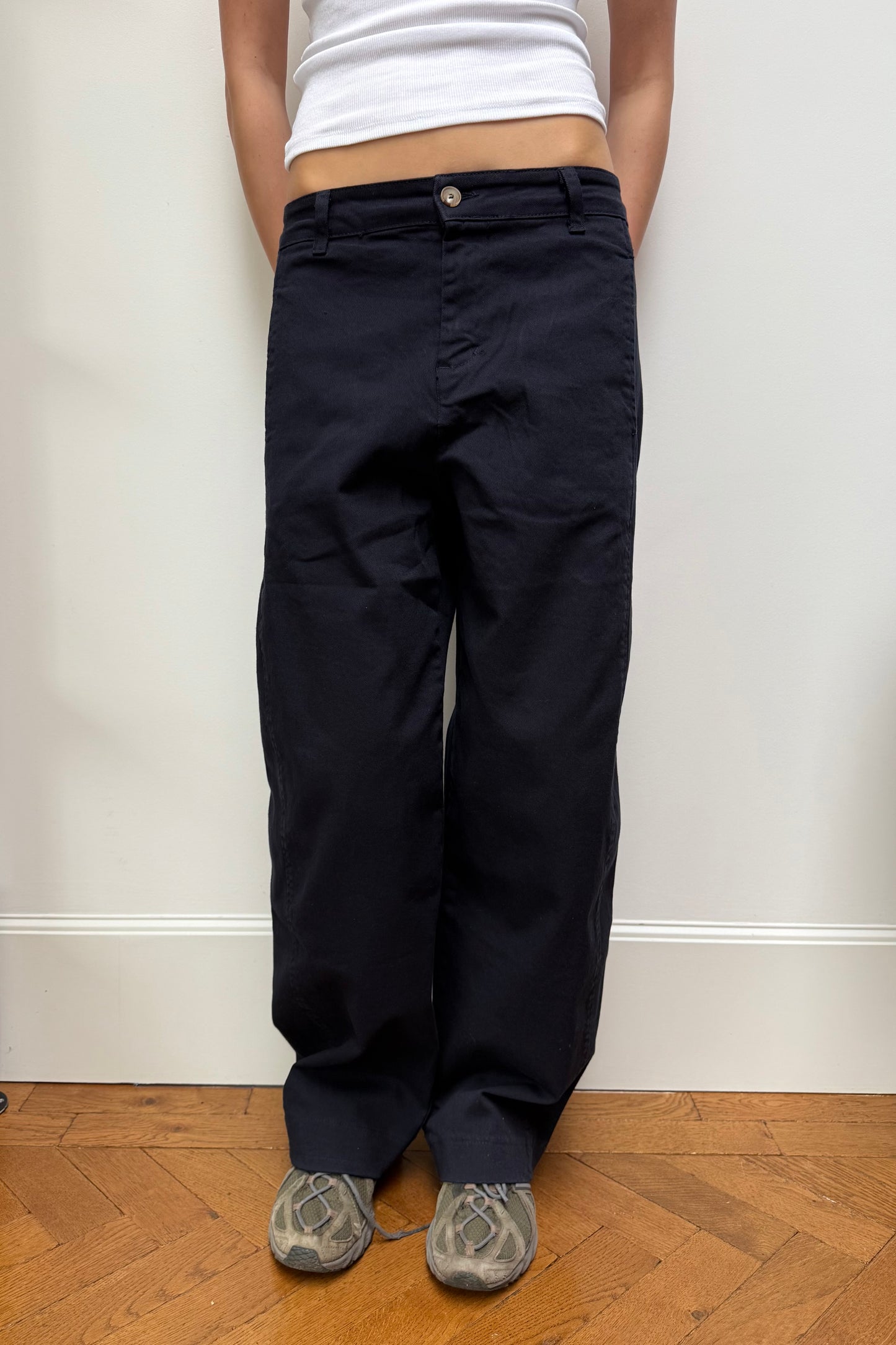 Lisa Barrel Trousers -Navy