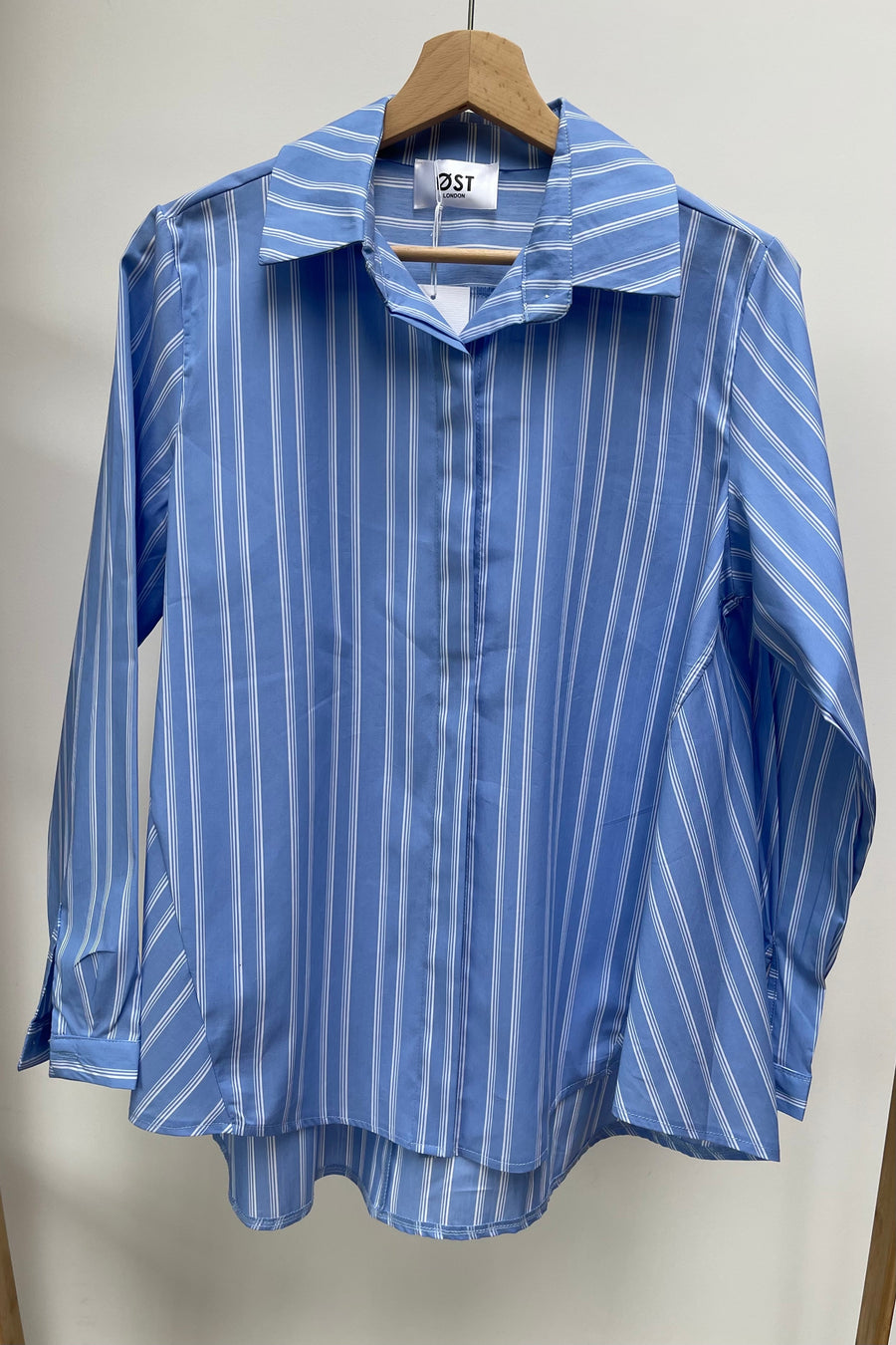 Scandi style boyfriend shirt Blue striped shirt