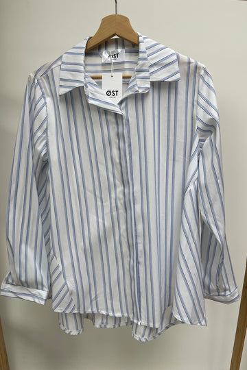 Scandi style shirt White blue striped shirt