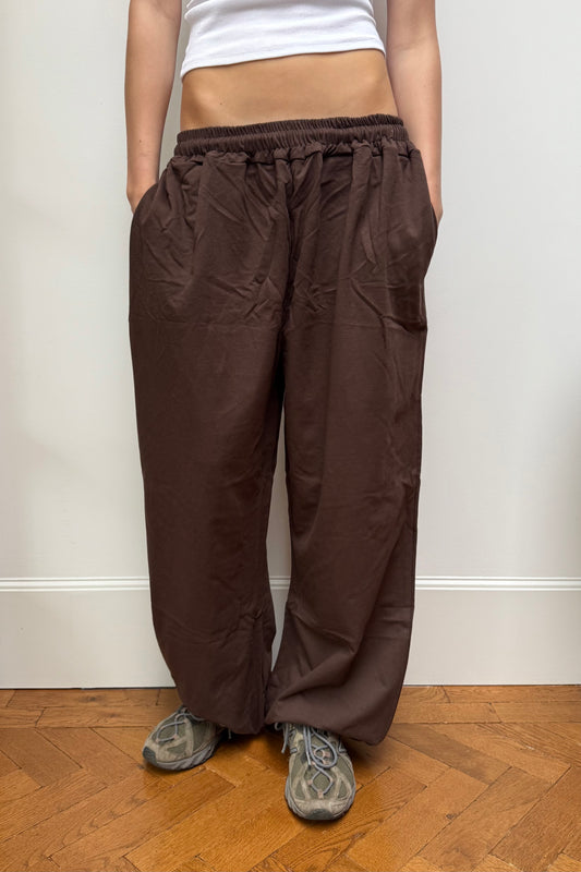 Elise Baggy Loungewear Trousers -Brown