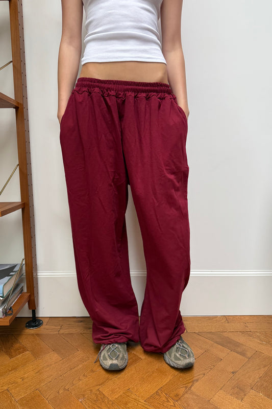 Elise Baggy Loungewear Trousers -Bordeaux