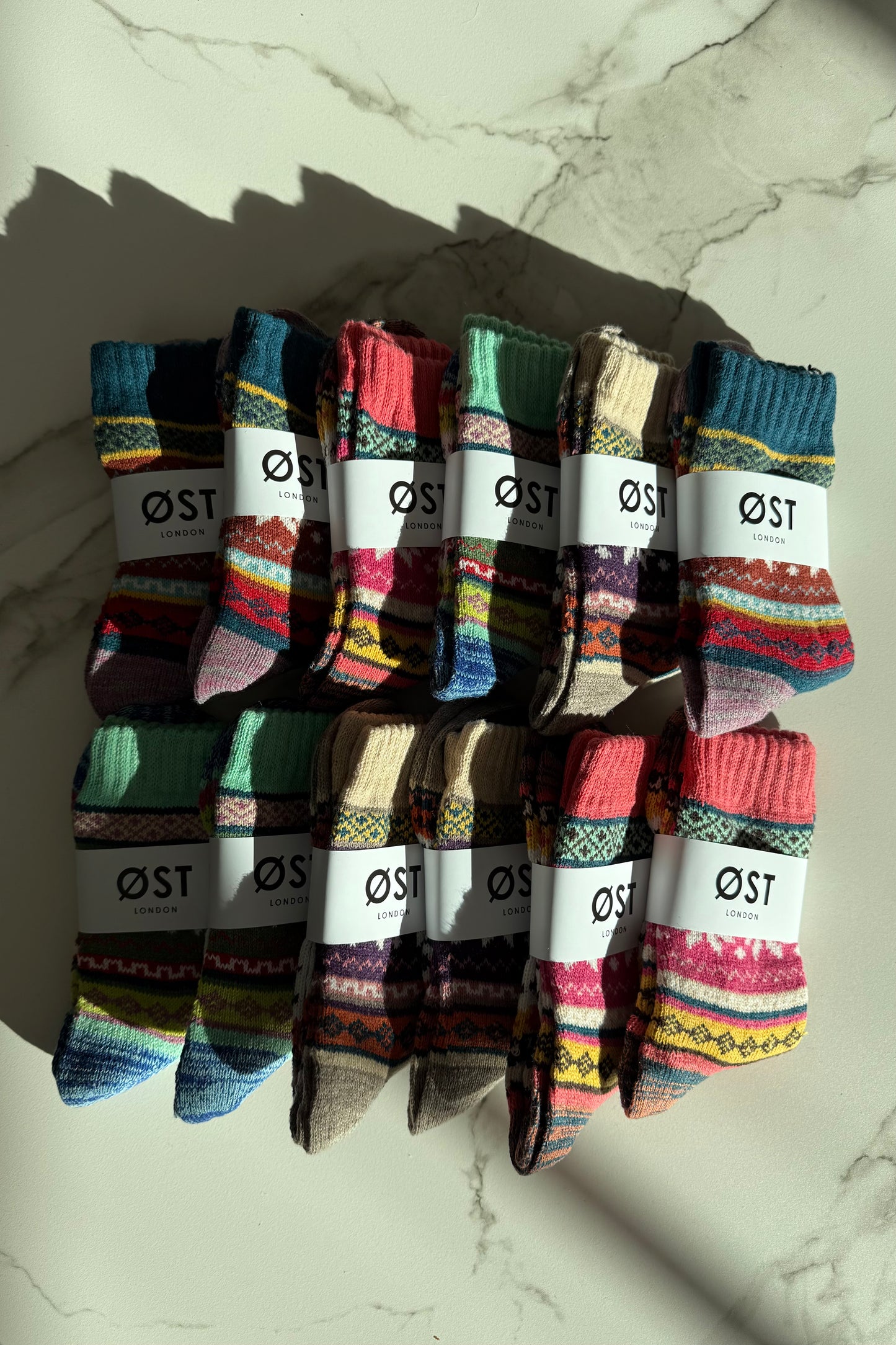 Fair Isle Wool Socks -12 Pack/Classic
