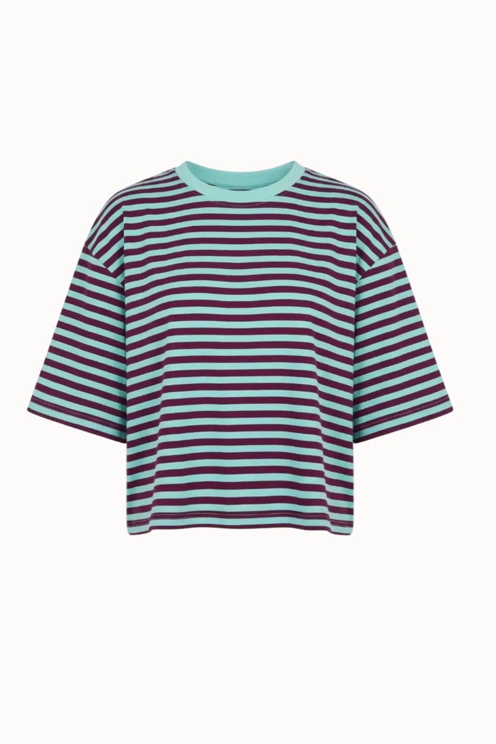 Else Striped T-Shirt -Burgundy/Mint - Øst London