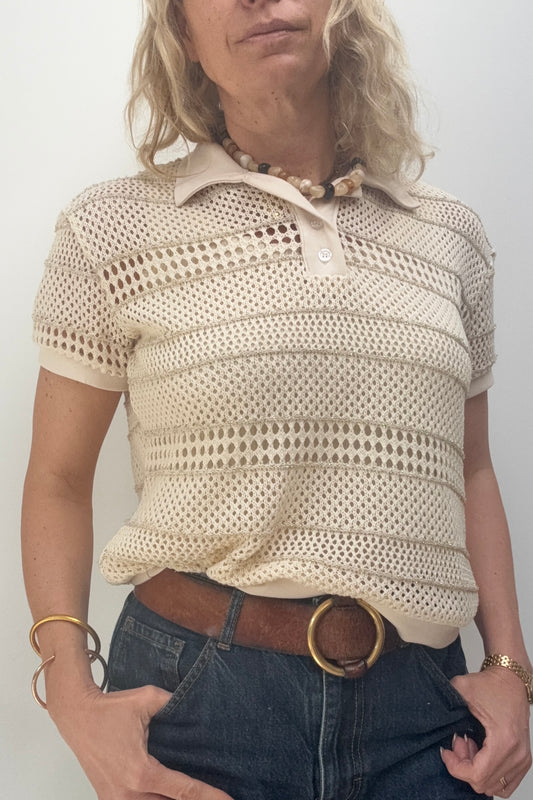 Crochet Polo -Cream - Øst London