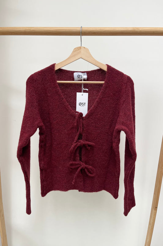 Nora Bow Knit -Burgundy