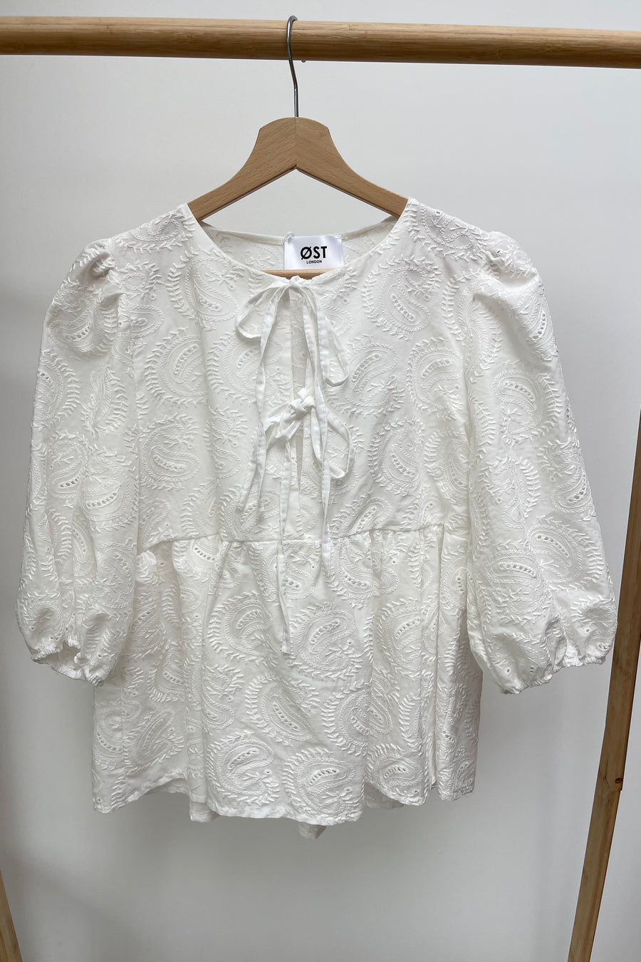 Broderie Anglase Tie Blouse