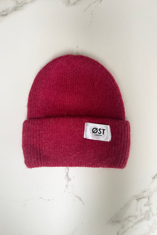 Clara Angora Beanie -Dark Red