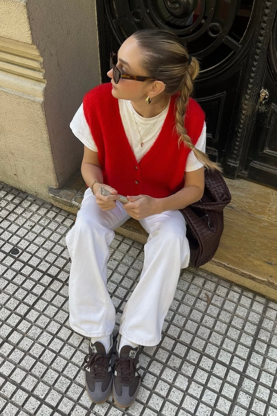 mohair waistcoat ladies red