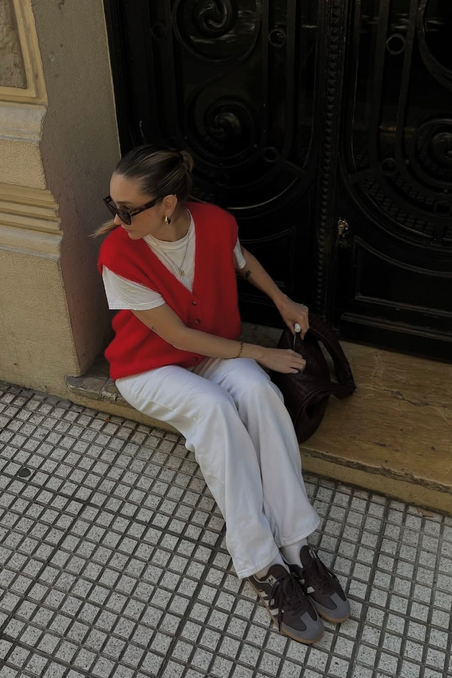 mohair waistcoat ladies red