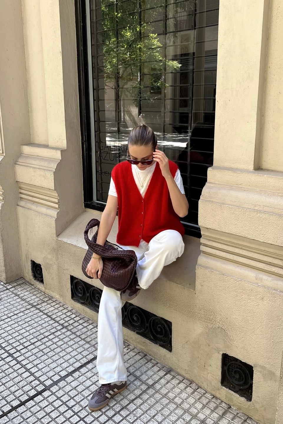 mohair waistcoat ladies red