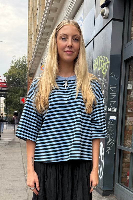 Else Striped T-Shirt -Black/Blue - Øst London