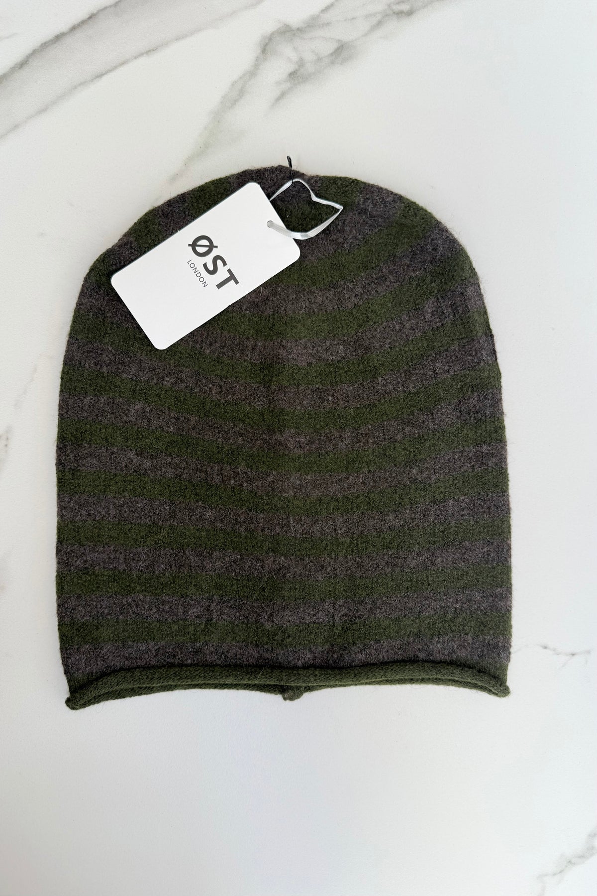 Striped Beanie -Khaki/Coffe
