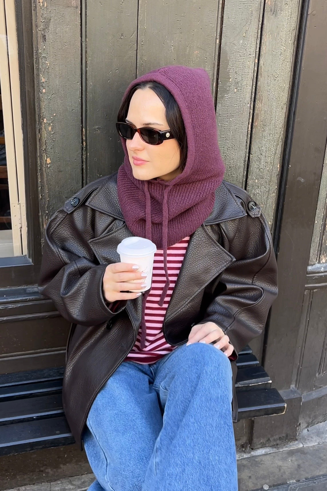 Rikke Cashmere Blend Balaclava -Burgundy - Øst London