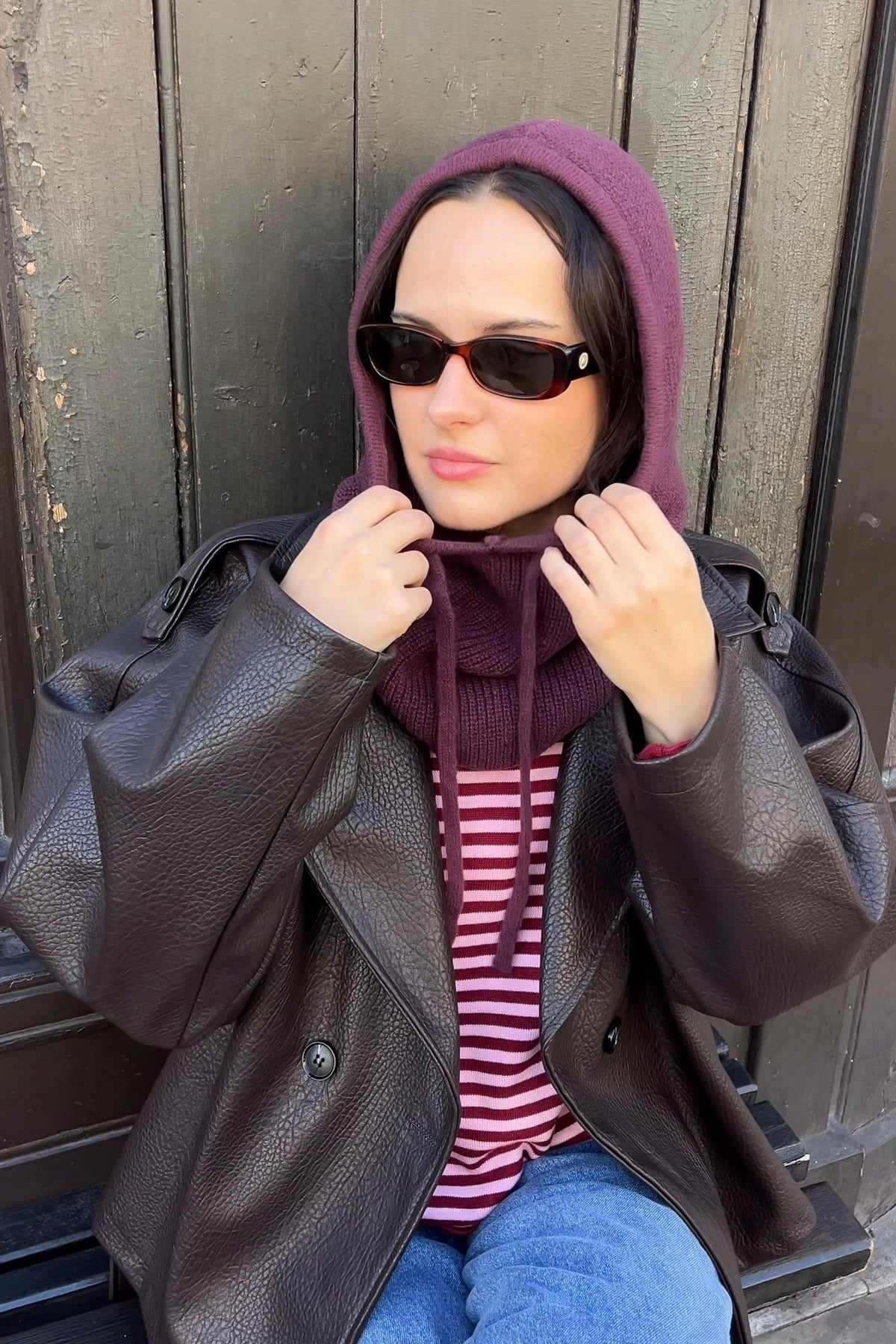 Rikke Cashmere Blend Balaclava -Burgundy - Øst London