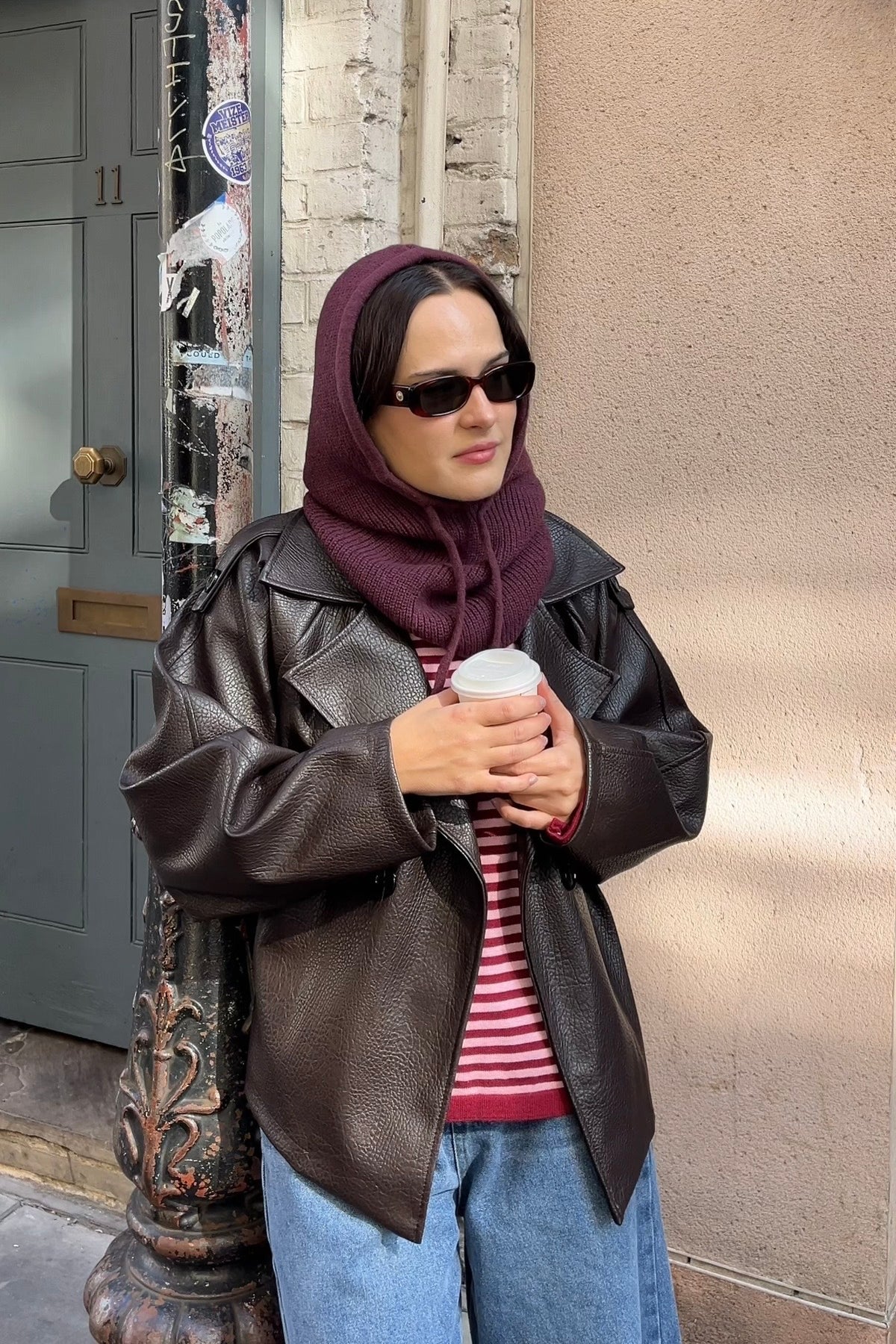 Rikke Cashmere Blend Balaclava -Burgundy - Øst London