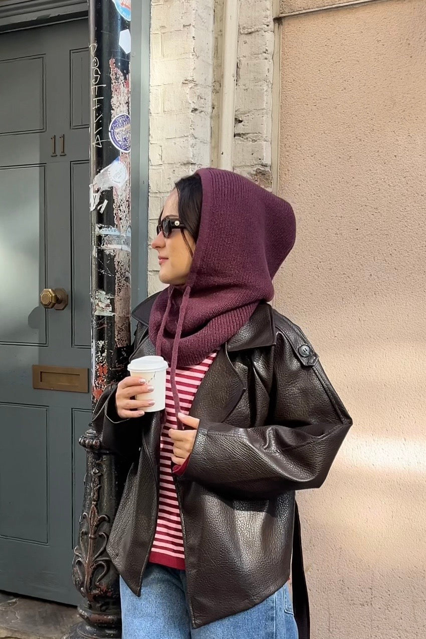Rikke Cashmere Blend Balaclava -Burgundy - Øst London