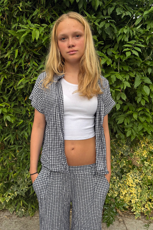 Hannah Gingham Shirt -Navy