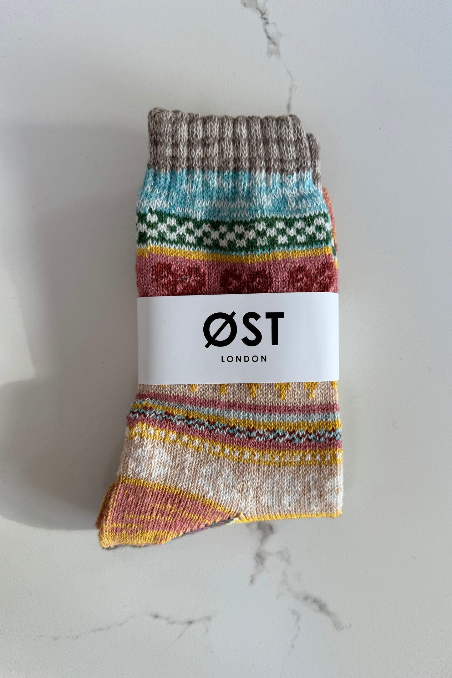 Fair Isle Wool Socks -Pastel