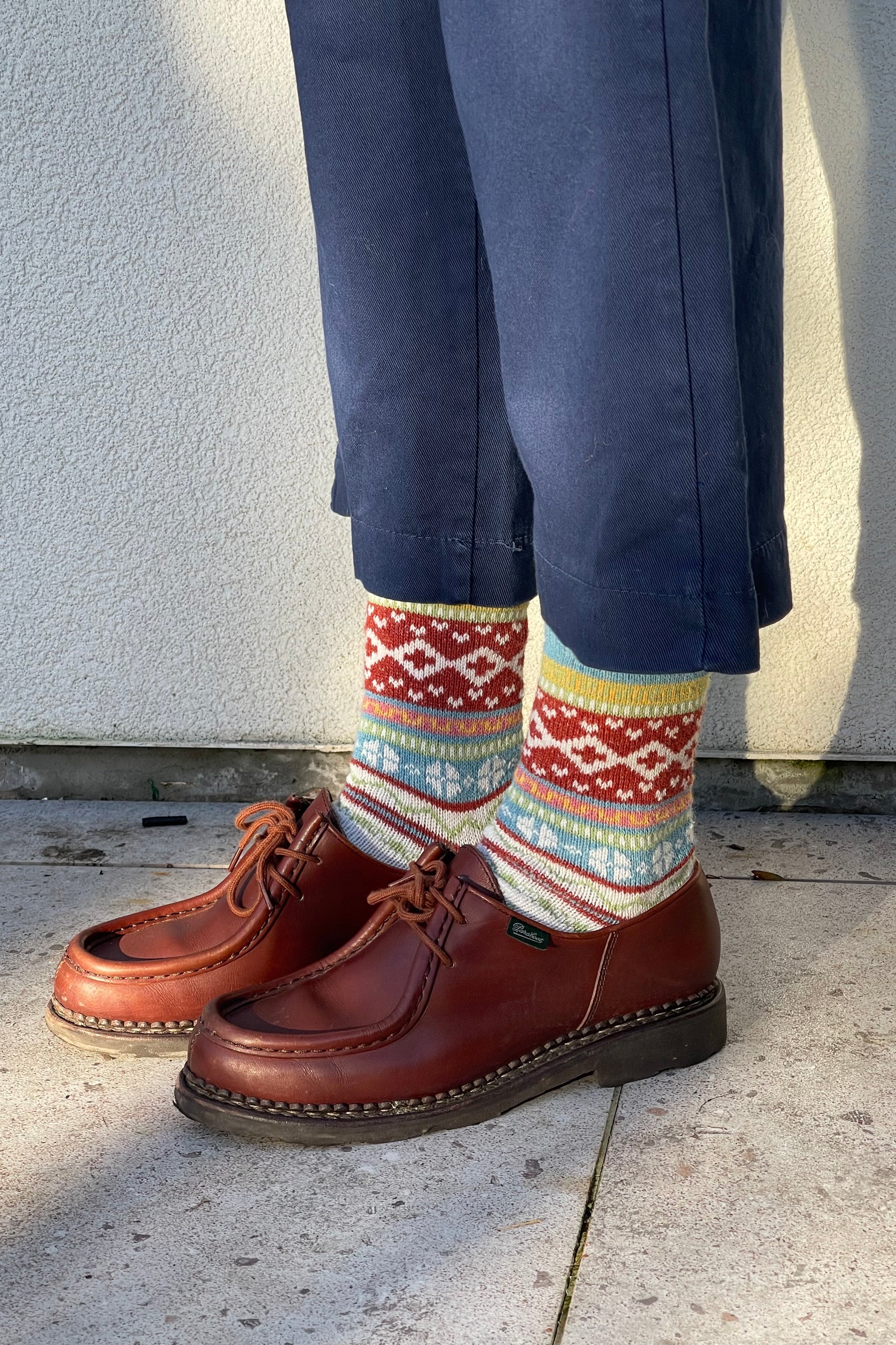 wool socks fair isle Scandinavian pattern