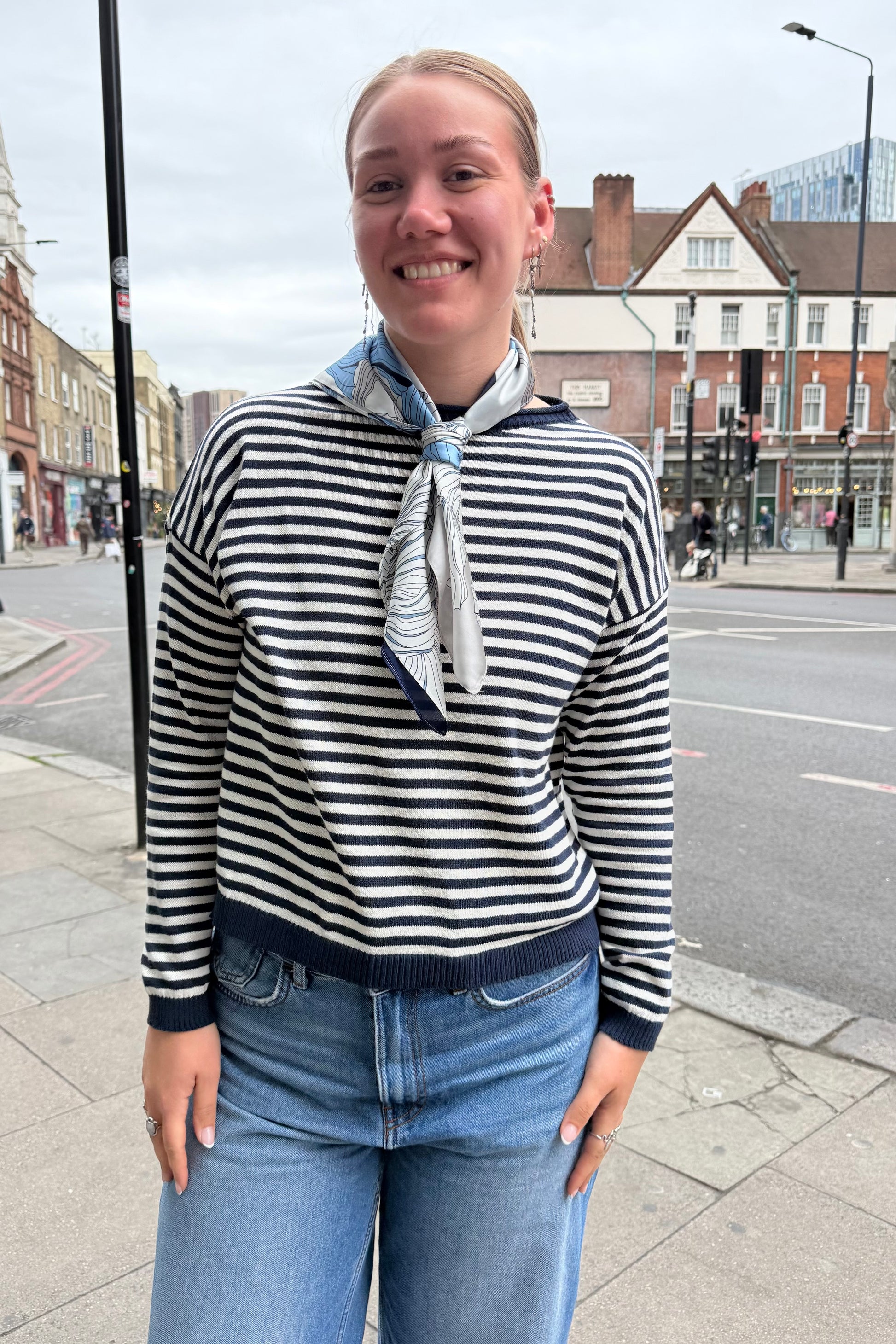 Lotte Striped Jumper -Navy - Øst London