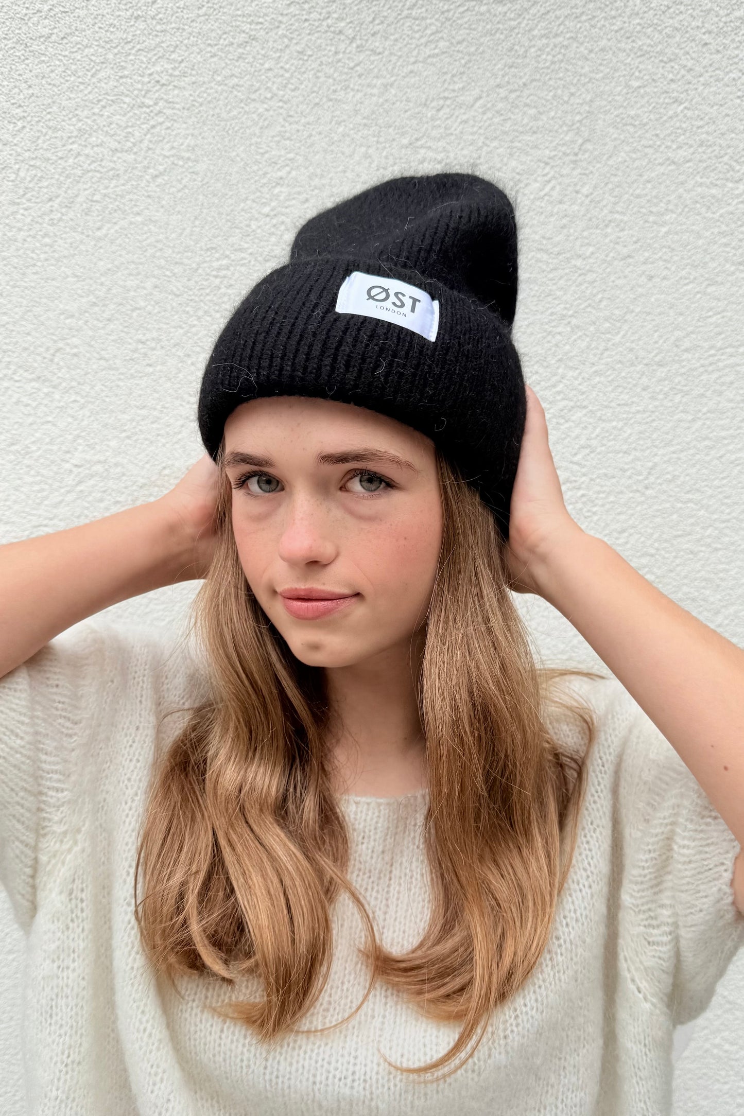 Clara Angora Beanie-Black