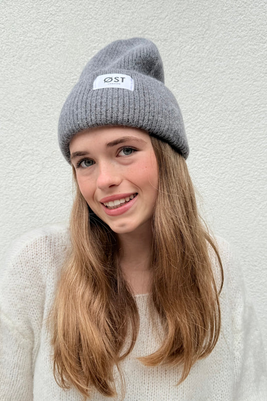 Clara Angora Beanie -Dark Grey