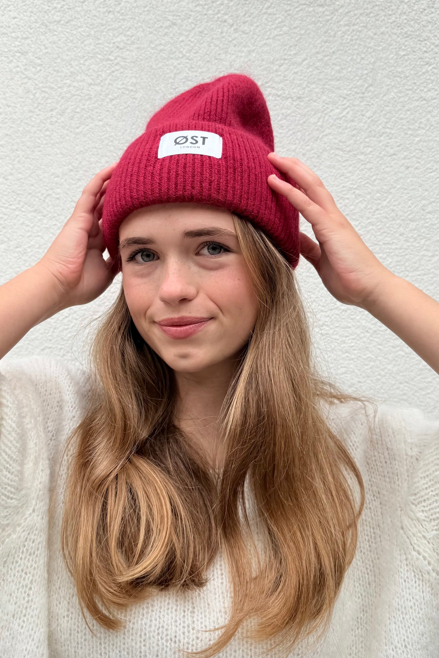 Clara Angora Beanie -Dark Red