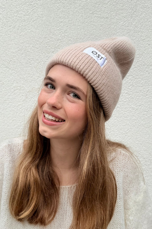 Clara Angora Beanie-Dark Sand