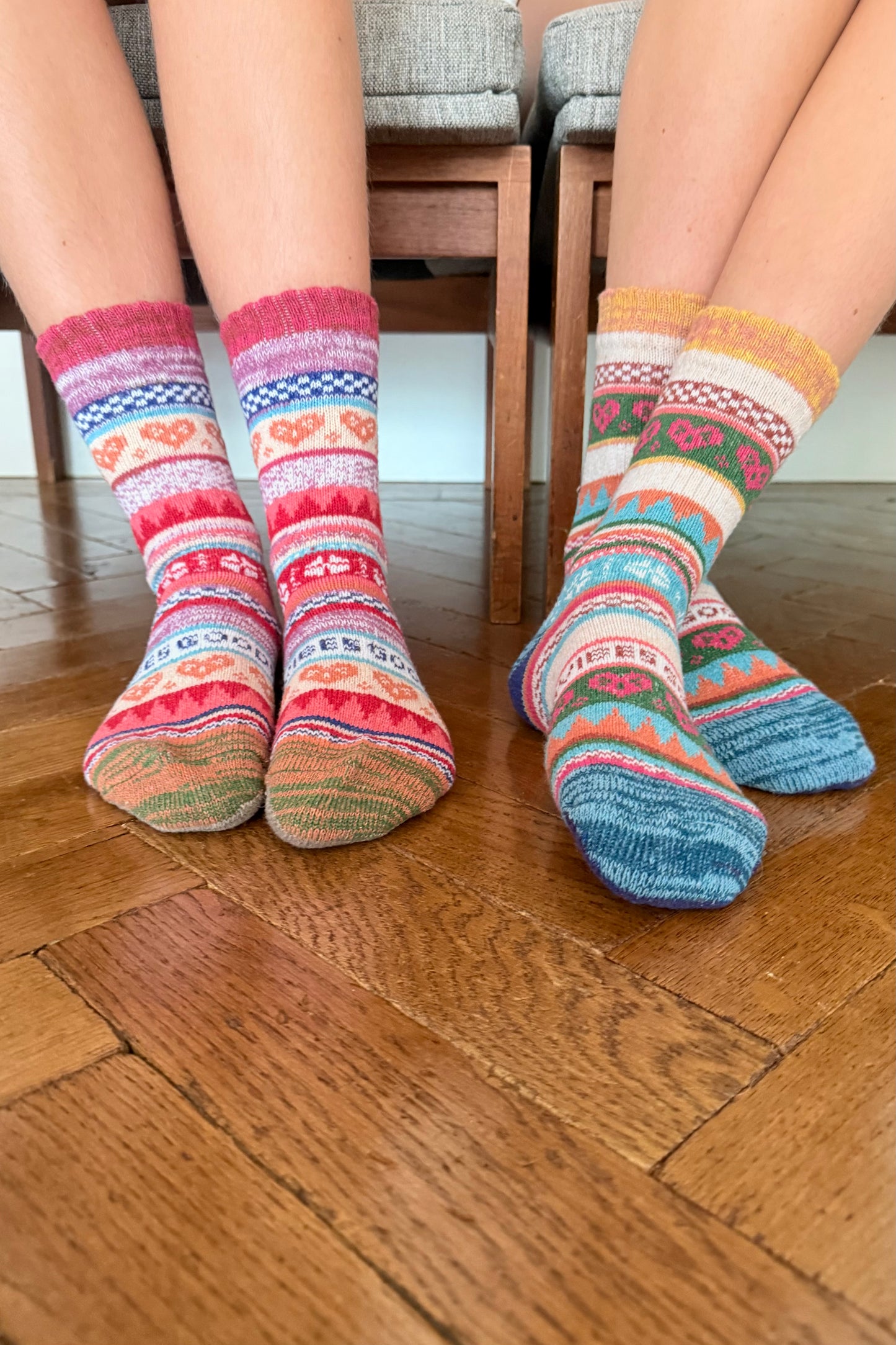 Fair Isle Wool Socks -Orange