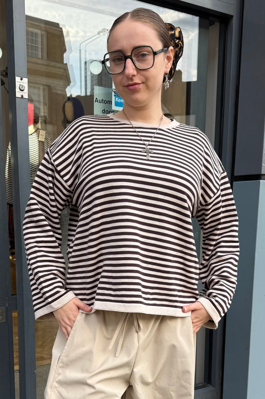 Emilie Striped Jumper -Brown/Cream