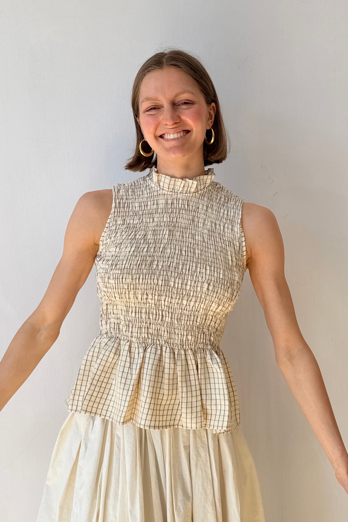 Leonora Smocked Blouse Sleeveless -Cream - Øst London