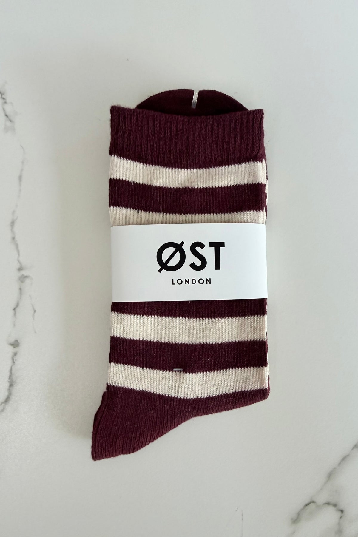 Striped Socks -Bordeaux/Taupe