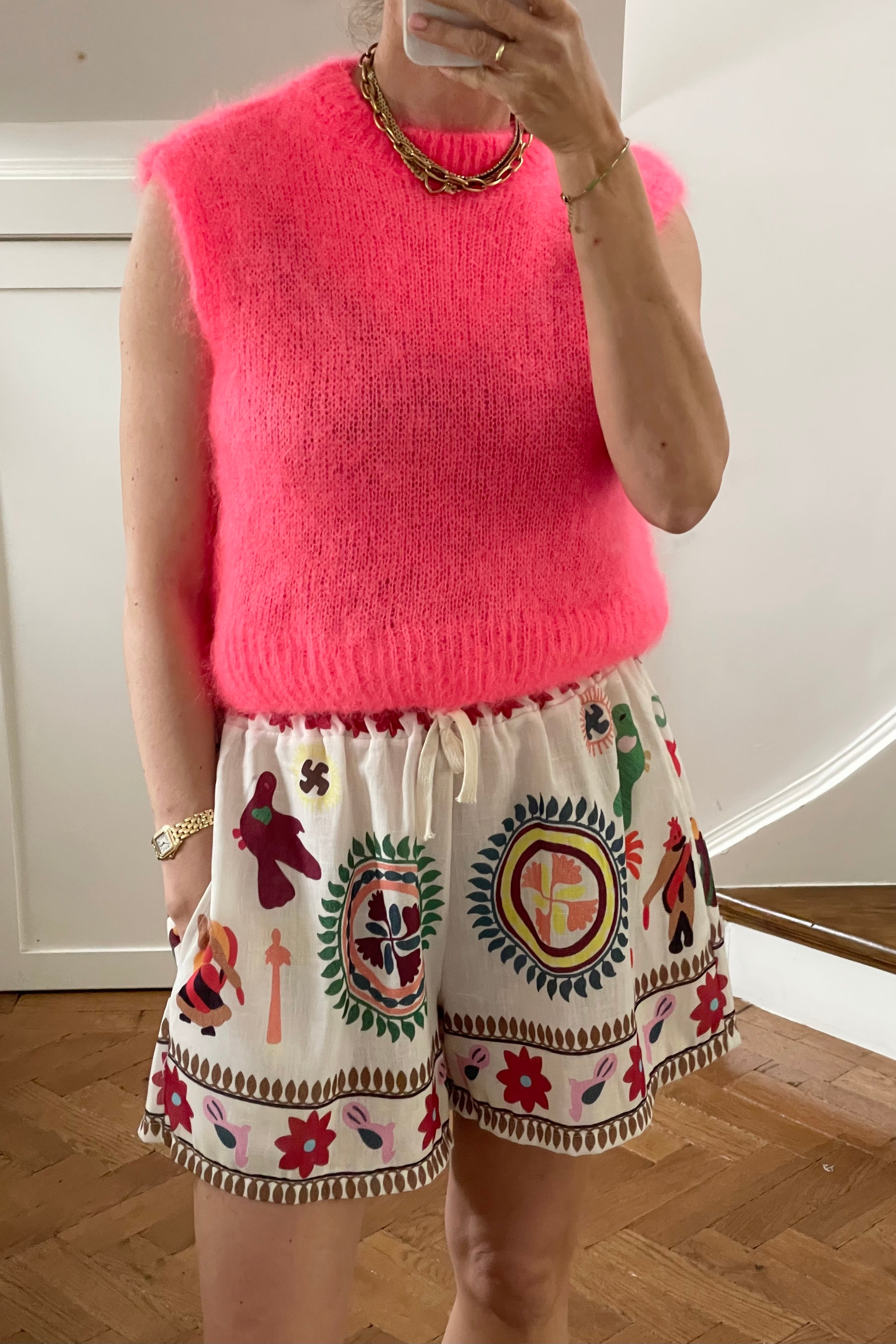 Monika Cropped Mohair Vest -Neon Coral – Øst London