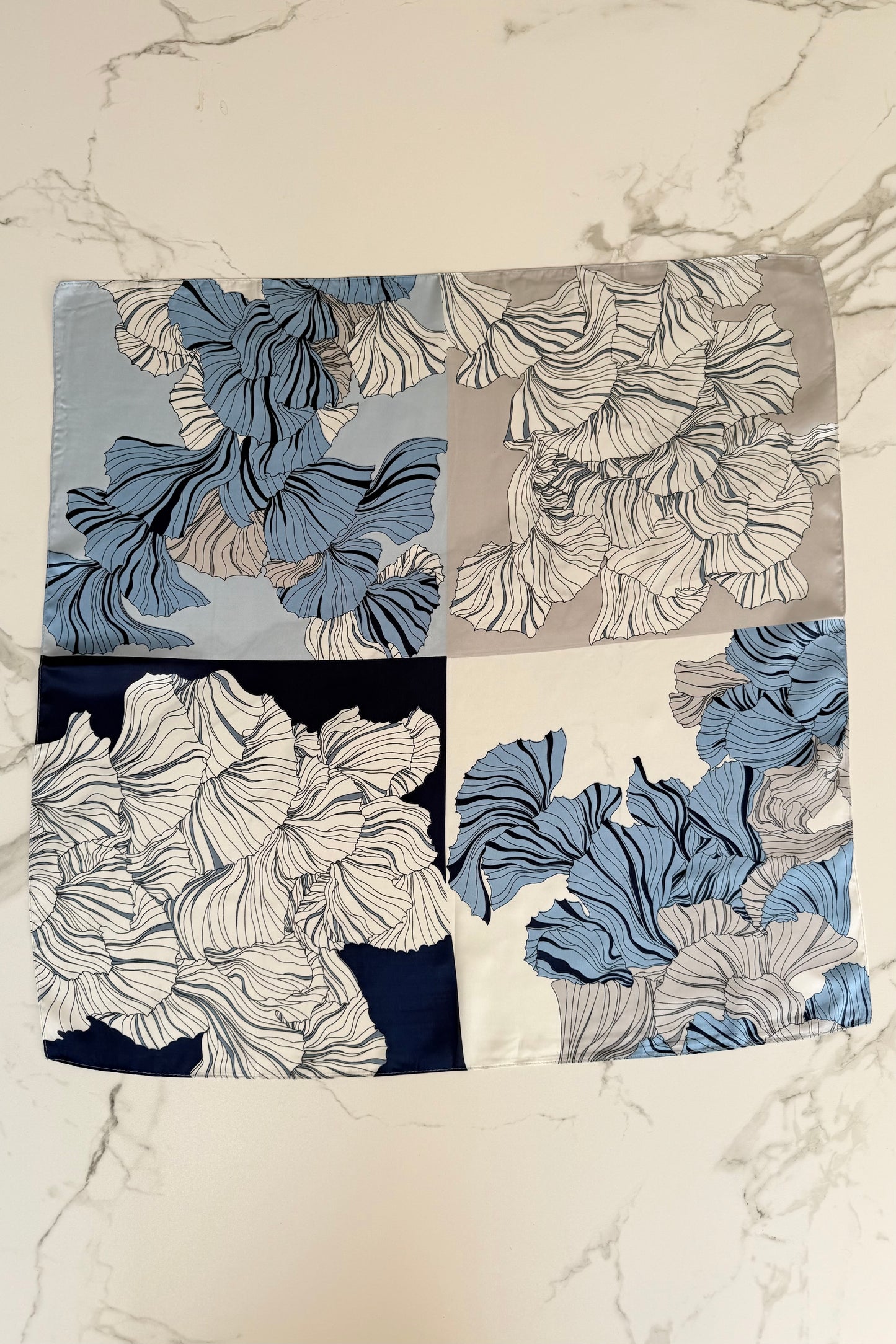Vilja Silk Scarf -Big Blue Flower